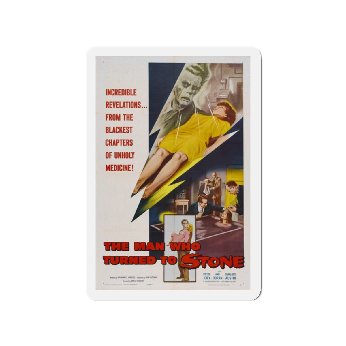 THE MAN WHO TURNED TO STONE 1957 Movie Poster - Refrigerator Magnet-2" x 2"-The Sticker Space