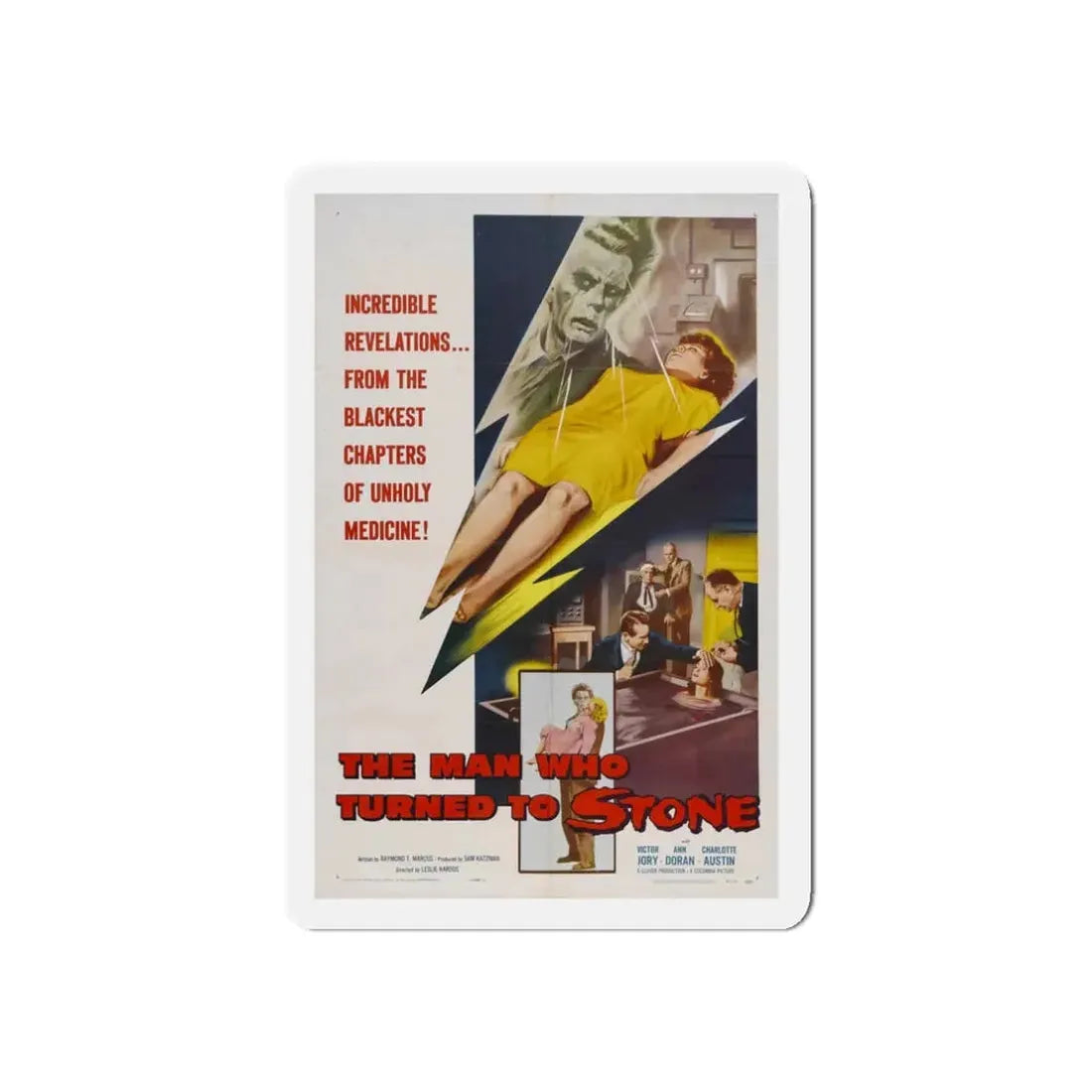 THE MAN WHO TURNED TO STONE 1957 Movie Poster - Refrigerator Magnet 3 Inch Die-Cut - The Sticker Space