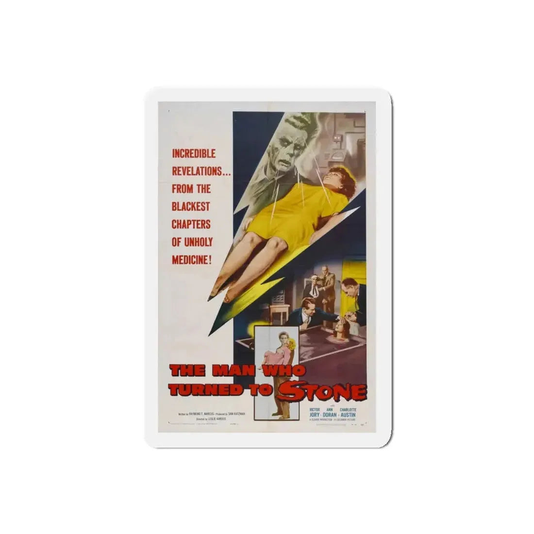 THE MAN WHO TURNED TO STONE 1957 Movie Poster - Refrigerator Magnet 5 Inch Die-Cut - The Sticker Space