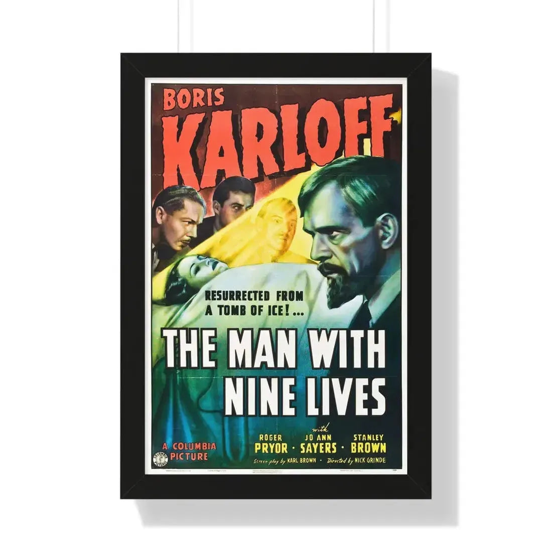 THE MAN WITH NINE LIVES 1940 - Framed Movie Poster 16″ x 24″ Black - The Sticker Space