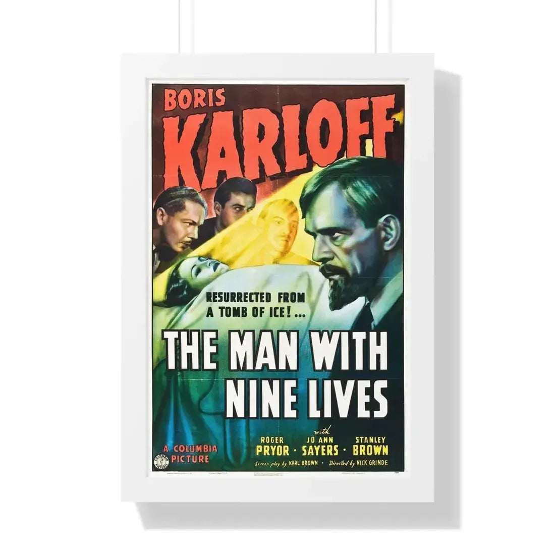 THE MAN WITH NINE LIVES 1940 - Framed Movie Poster 16″ x 24″ White - The Sticker Space