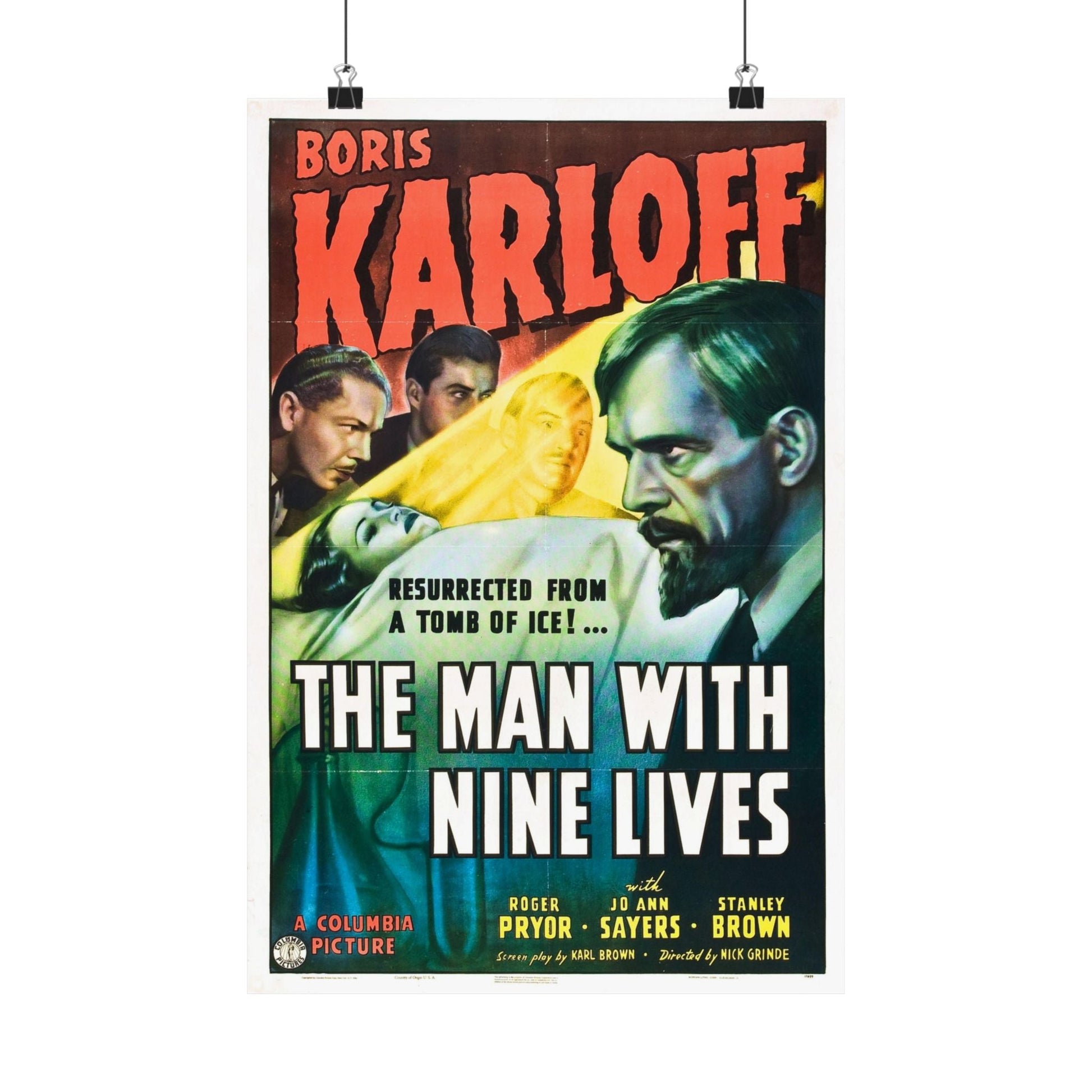 THE MAN WITH NINE LIVES 1940 - Paper Movie Poster-12″ x 18″-The Sticker Space