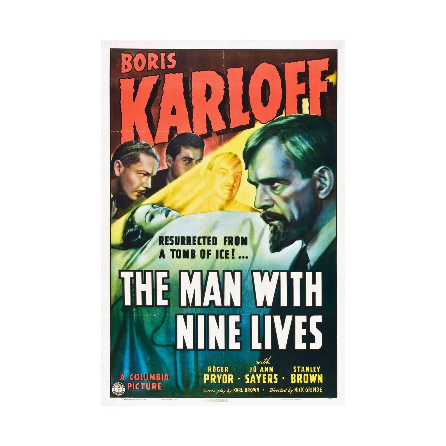 THE MAN WITH NINE LIVES 1940 - Paper Movie Poster-The Sticker Space