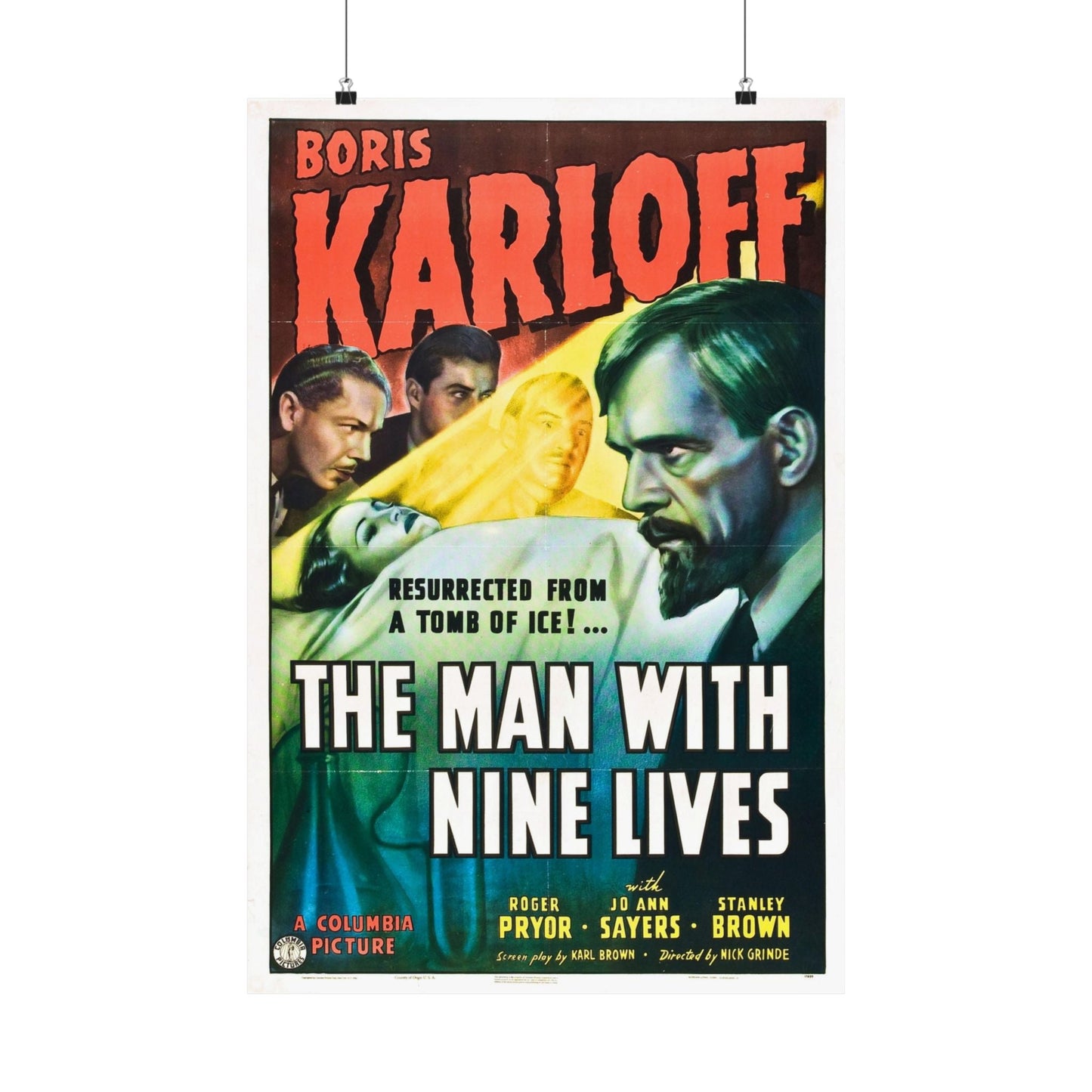 THE MAN WITH NINE LIVES 1940 - Paper Movie Poster-20″ x 30″-The Sticker Space