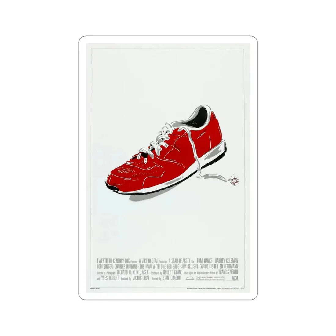 The Man With one Red Shoe 1985 Movie Poster STICKER Vinyl Die-Cut Decal 4 Inch - The Sticker Space