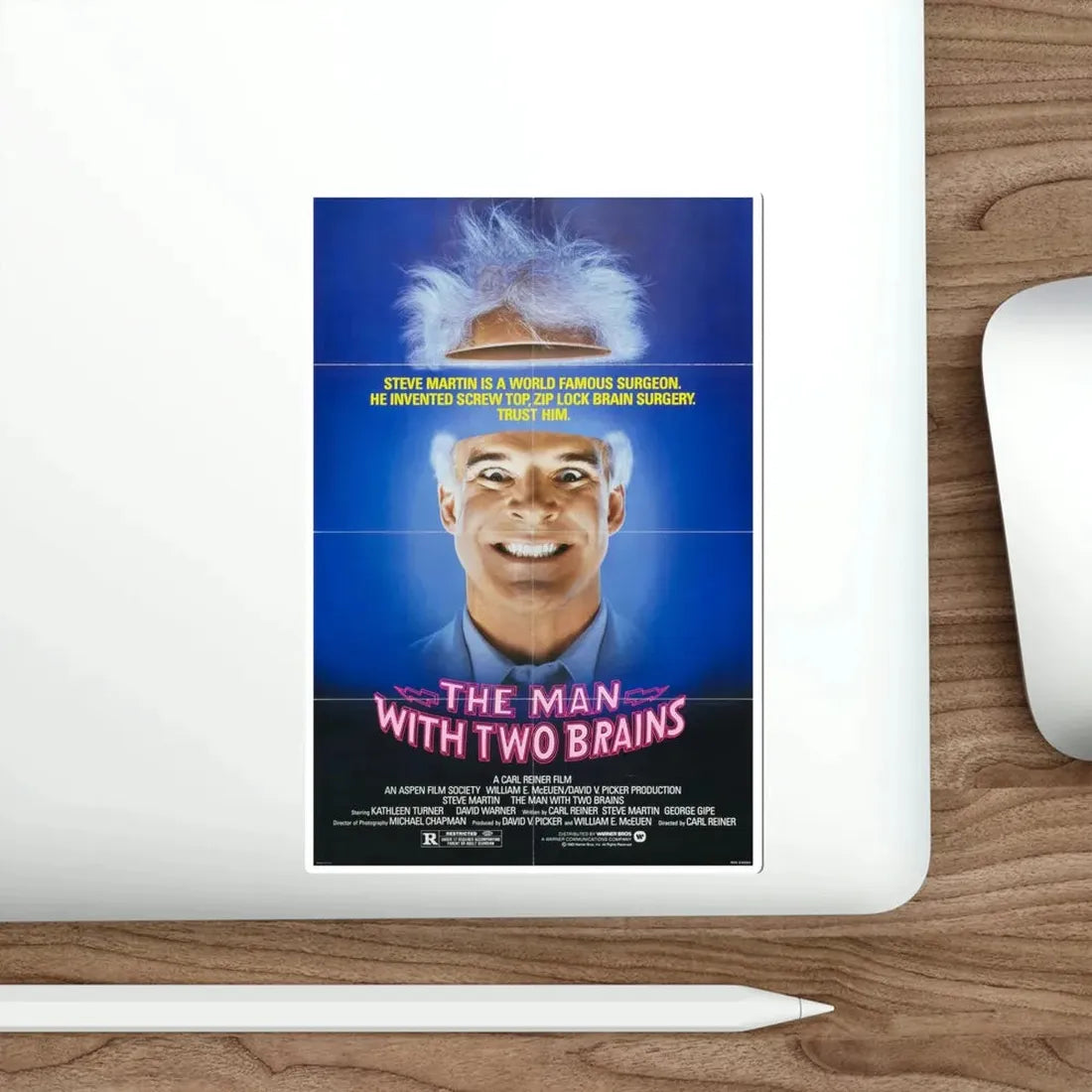 The Man with Two Brains 1983 Movie Poster STICKER Vinyl Die-Cut Decal - The Sticker Space