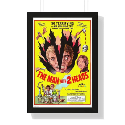 THE MAN WITH TWO HEADS 1972 - Framed Movie Poster 16″ x 24″ Black - The Sticker Space