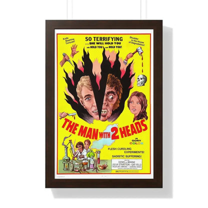 THE MAN WITH TWO HEADS 1972 - Framed Movie Poster 16″ x 24″ Walnut - The Sticker Space