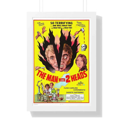 THE MAN WITH TWO HEADS 1972 - Framed Movie Poster 16″ x 24″ White - The Sticker Space