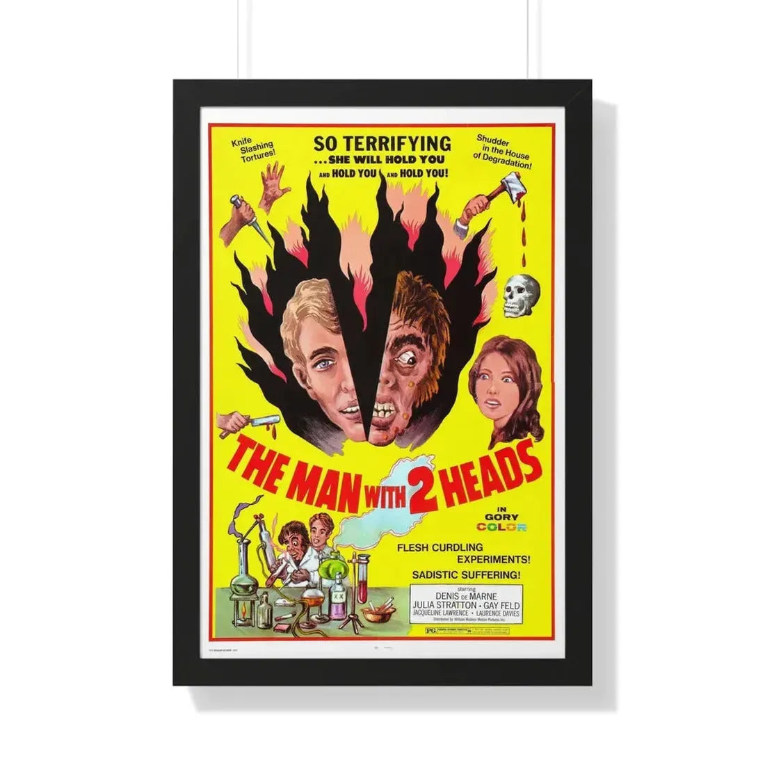 THE MAN WITH TWO HEADS 1972 - Framed Movie Poster 20" x 30" Black - The Sticker Space
