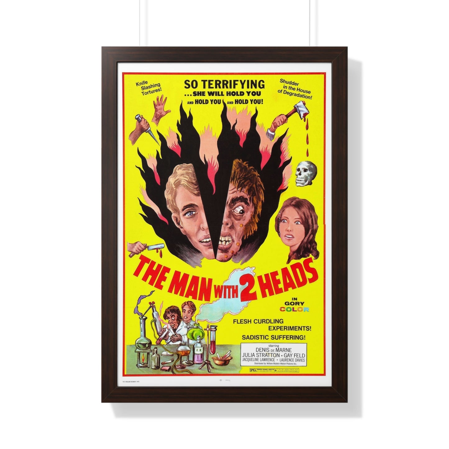 THE MAN WITH TWO HEADS 1972 - Framed Movie Poster-20" x 30"-The Sticker Space