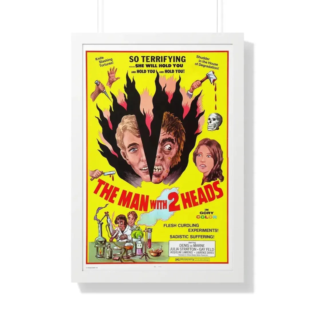 THE MAN WITH TWO HEADS 1972 - Framed Movie Poster 20" x 30" White - The Sticker Space
