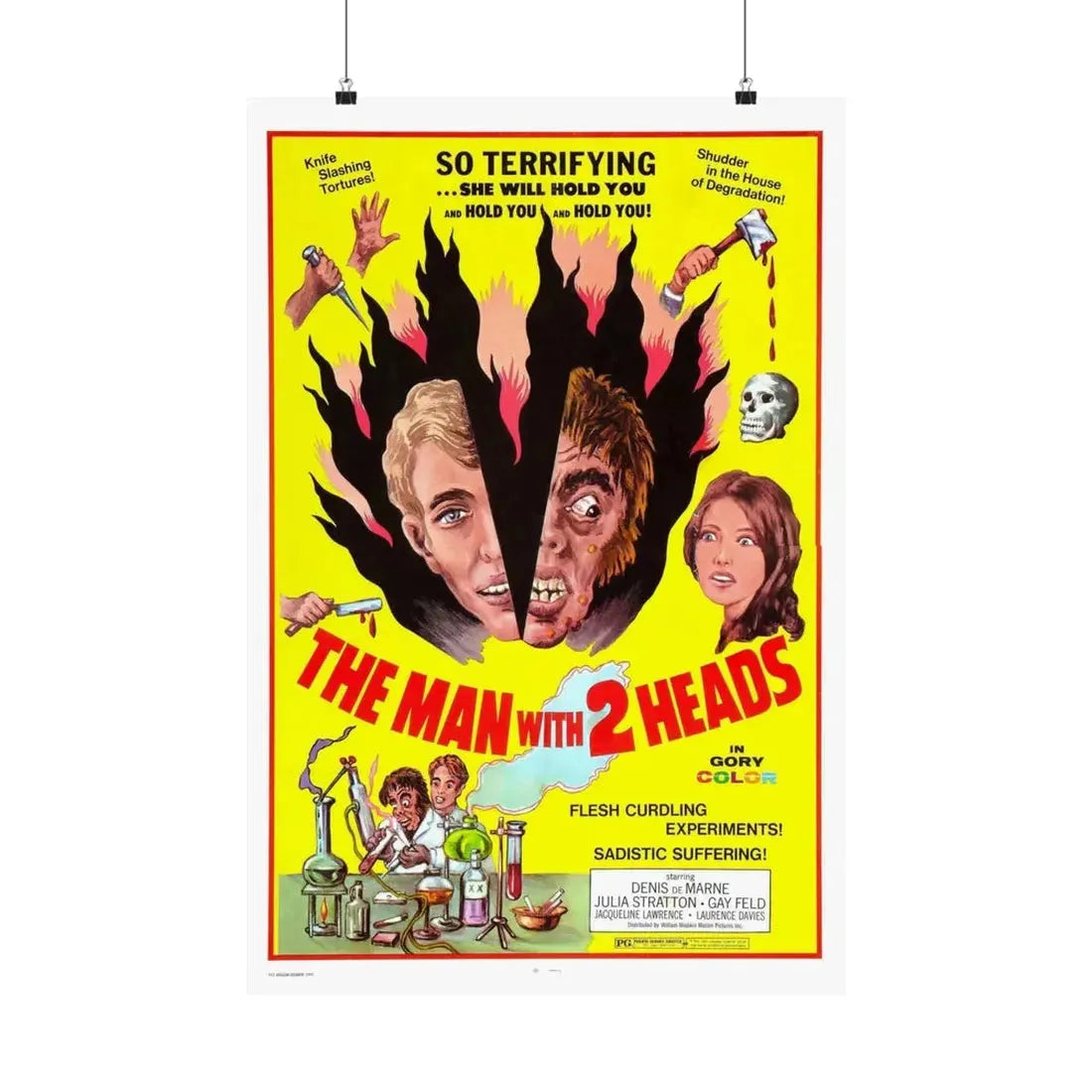 THE MAN WITH TWO HEADS 1972 - Paper Movie Poster 20″ x 30″ Matte - The Sticker Space