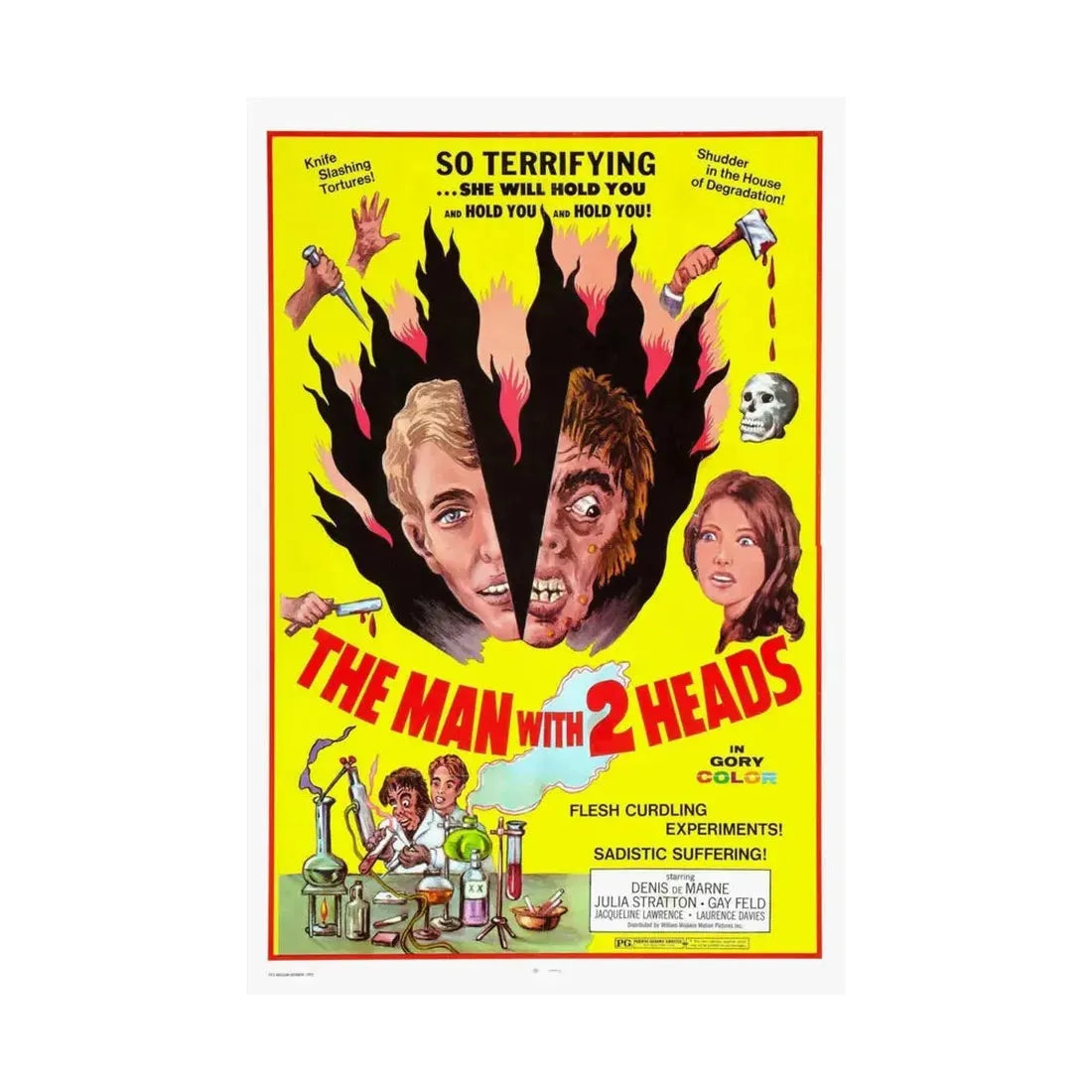 THE MAN WITH TWO HEADS 1972 - Paper Movie Poster - The Sticker Space