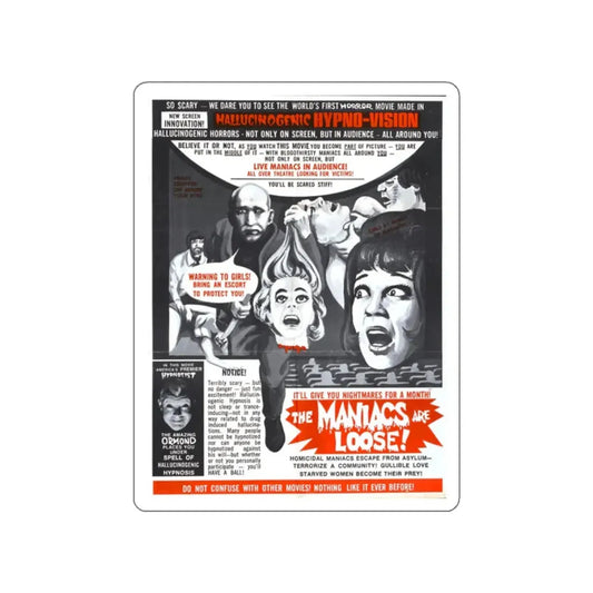THE MANIACS ARE LOOSE (THE THRILL KILLERS) 1964 Movie Poster STICKER Vinyl Die-Cut Decal 2 Inch - The Sticker Space