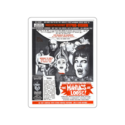 THE MANIACS ARE LOOSE (THE THRILL KILLERS) 1964 Movie Poster STICKER Vinyl Die-Cut Decal-White-The Sticker Space