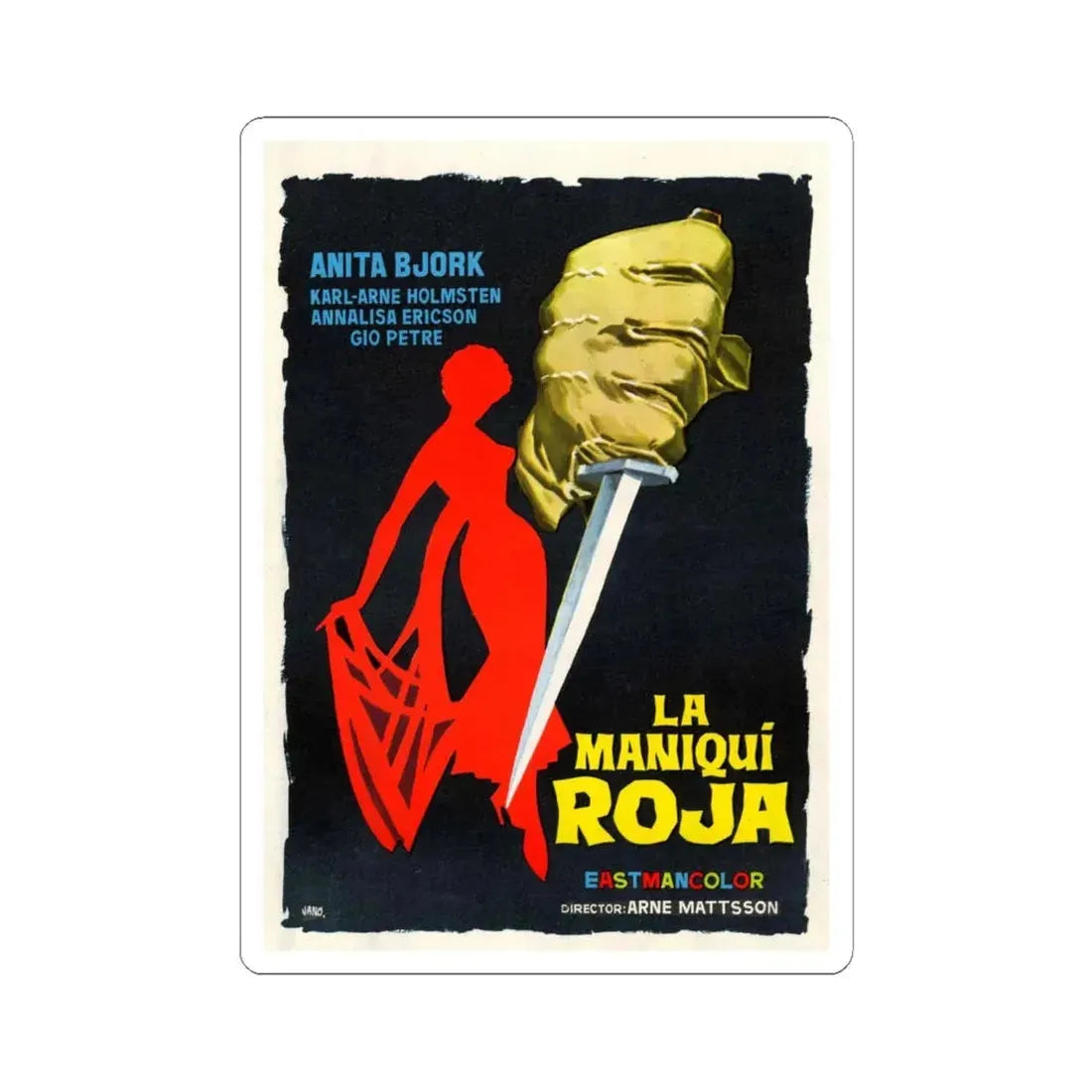 THE MANNEQUIN IN RED 1958 Movie Poster - STICKER Vinyl Kiss-Cut Decal 6 Inch White - The Sticker Space