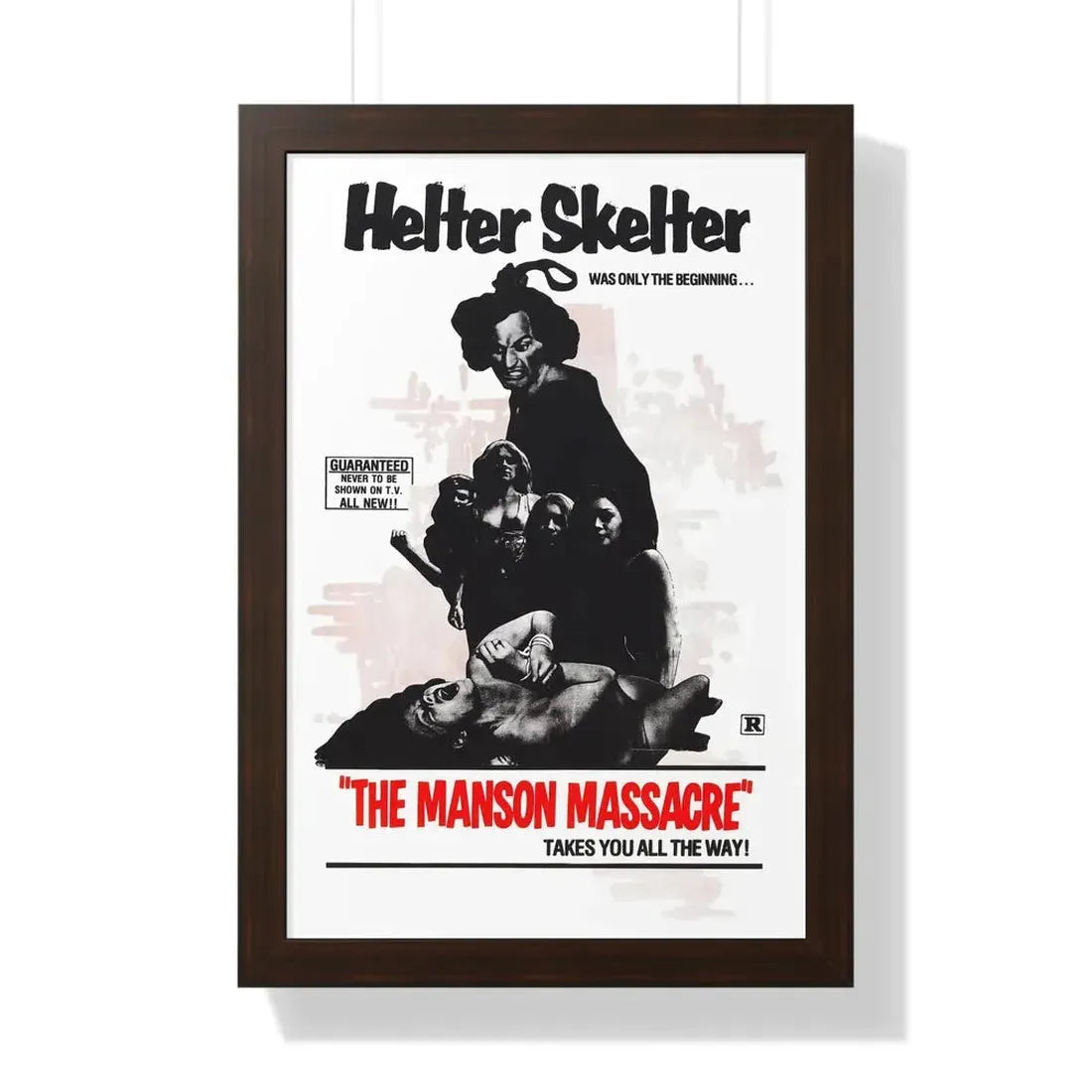 THE MANSON MASSACRE (THE CULT) 1971 - Framed Movie Poster 16″ x 24″ Walnut - The Sticker Space