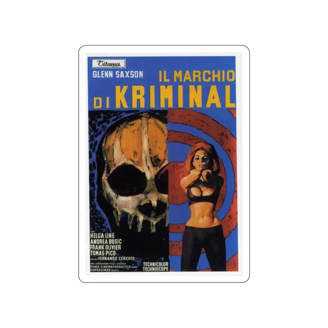 THE MARK OF KRIMINAL 1968 Movie Poster STICKER Vinyl Die-Cut Decal 4 Inch - The Sticker Space