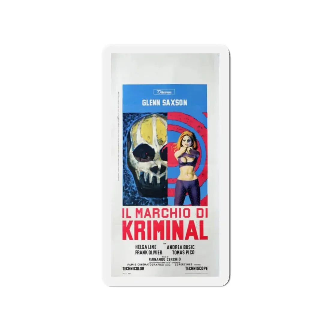 THE MARK OF KRIMINAL (ITALIAN) 1968 Movie Poster - Refrigerator Magnet 2 Inch Die-Cut - The Sticker Space