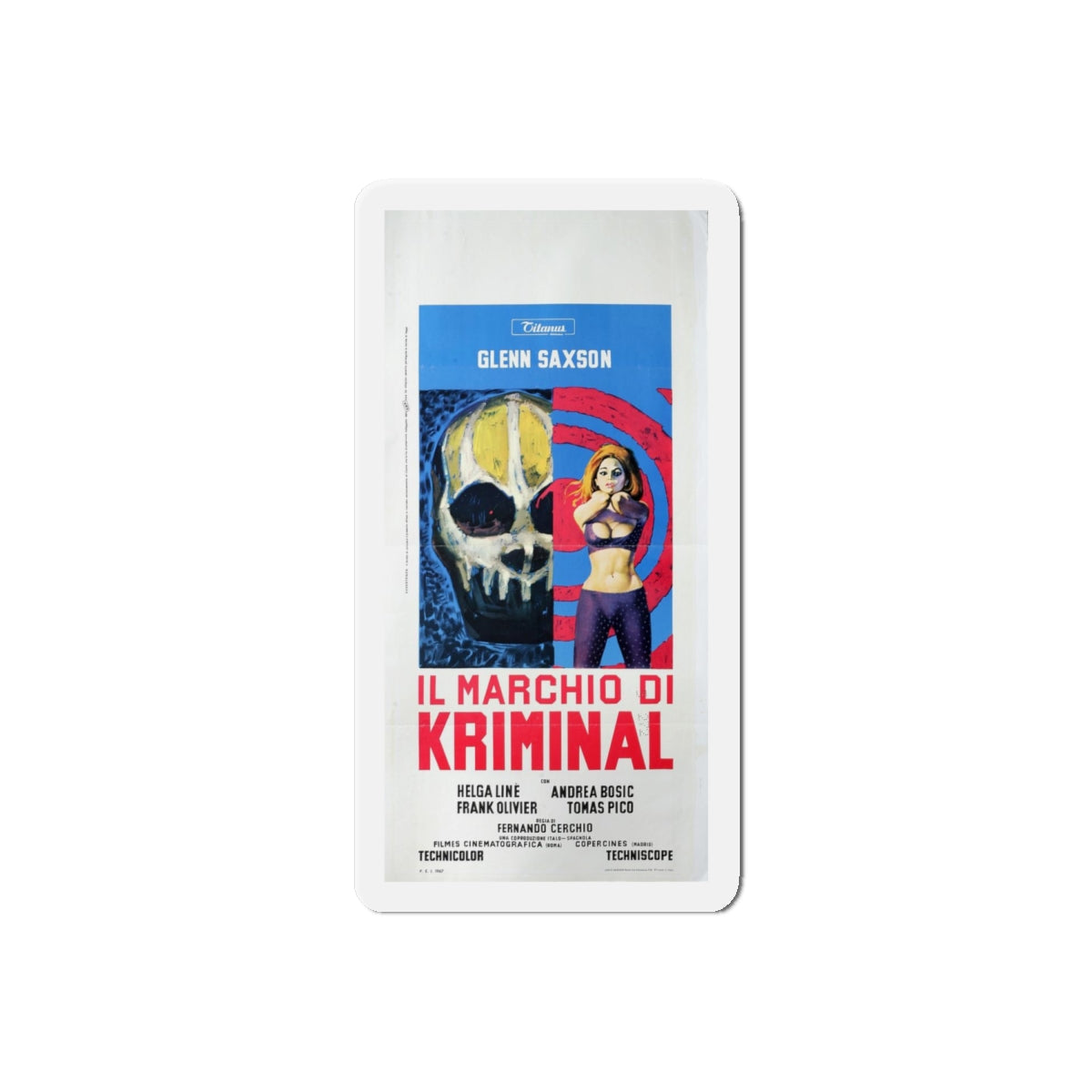 THE MARK OF KRIMINAL (ITALIAN) 1968 Movie Poster - Refrigerator Magnet-6 Inch-The Sticker Space