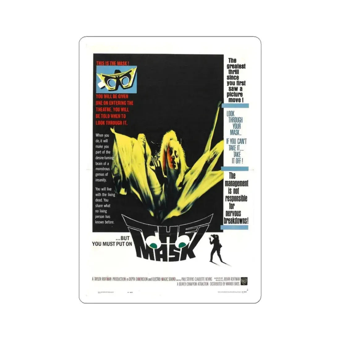 THE MASK 1961 Movie Poster - STICKER Vinyl Kiss-Cut Decal 3 Inch White - The Sticker Space