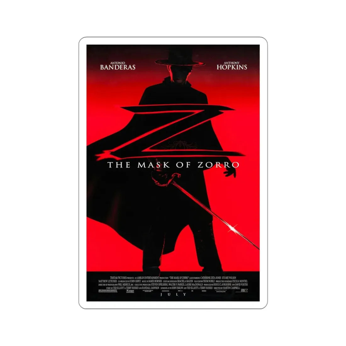 The Mask of Zorro 1998 Movie Poster STICKER Vinyl Die-Cut Decal 4 Inch - The Sticker Space