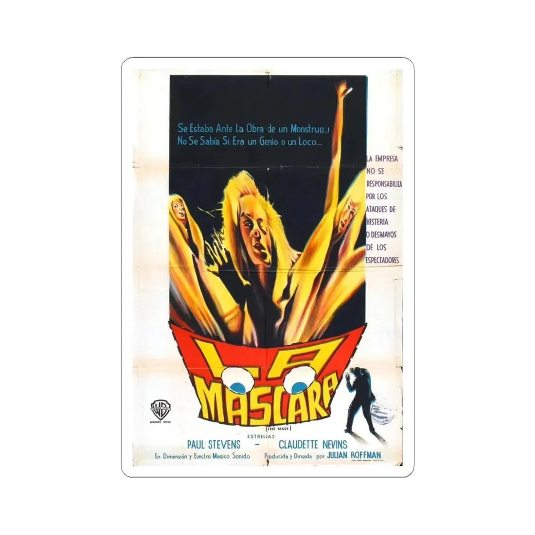 THE MASK (SPANISH) 1961 Movie Poster - STICKER Vinyl Kiss-Cut Decal 6 Inch White - The Sticker Space