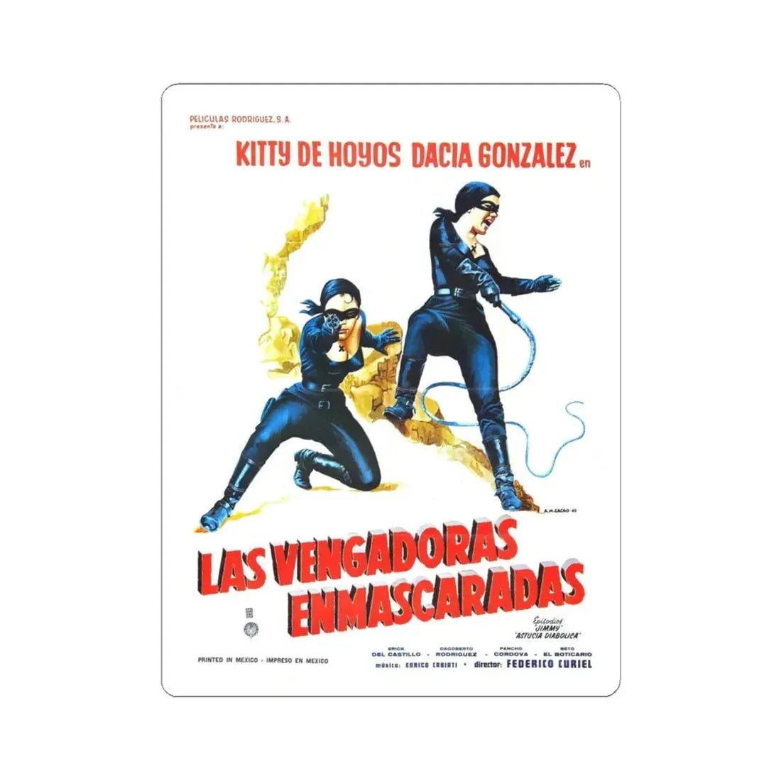 THE MASKED AVENGERS 1981 Movie Poster - STICKER Vinyl Kiss-Cut Decal 4 Inch White - The Sticker Space