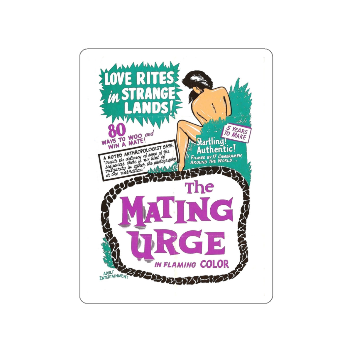 THE MATING URGE 1959 Movie Poster STICKER Vinyl Die-Cut Decal-White-The Sticker Space