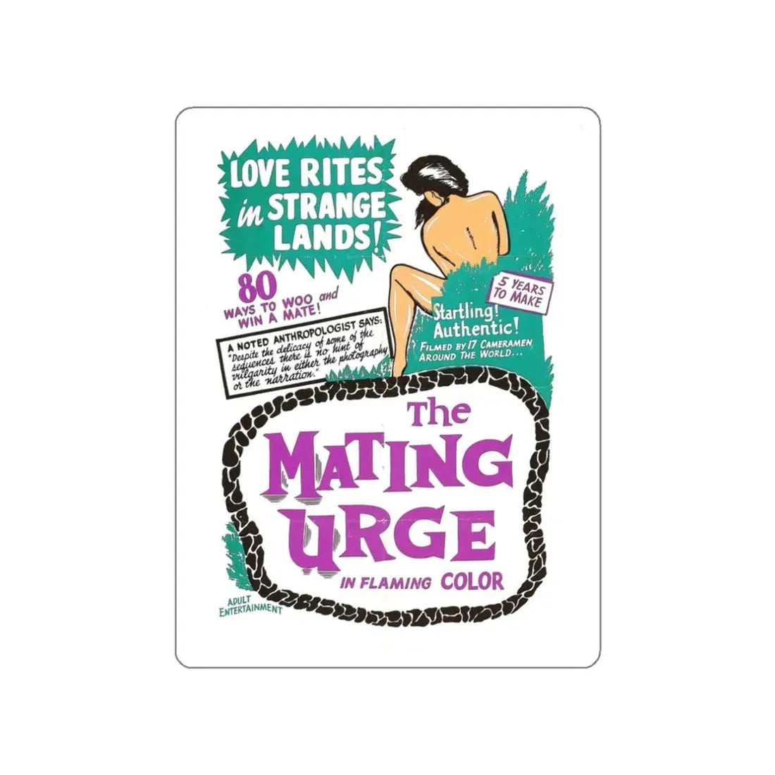THE MATING URGE 1959 Movie Poster STICKER Vinyl Die-Cut Decal 3 Inch - The Sticker Space