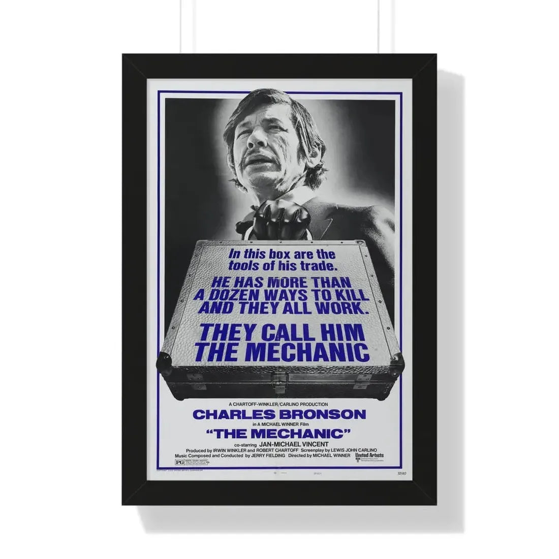 THE MECHANIC 1972 - Framed Movie Poster 16″ x 24″ Black - The Sticker Space