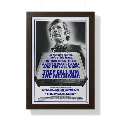 THE MECHANIC 1972 - Framed Movie Poster 16″ x 24″ Walnut - The Sticker Space