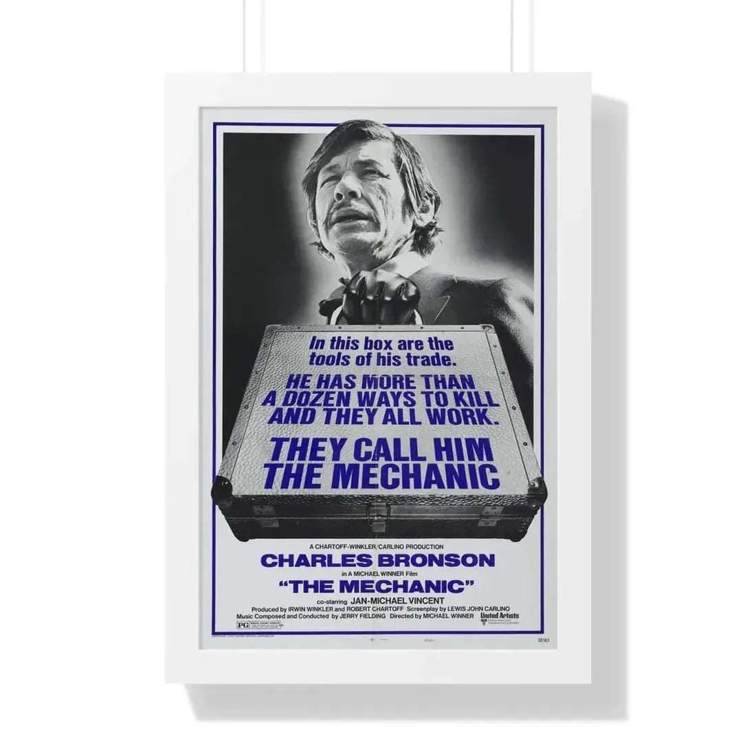 THE MECHANIC 1972 - Framed Movie Poster 16″ x 24″ White - The Sticker Space