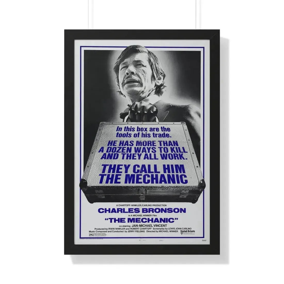 THE MECHANIC 1972 - Framed Movie Poster 20" x 30" Black - The Sticker Space