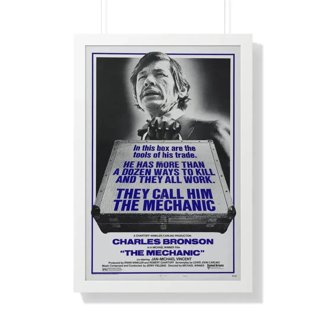 THE MECHANIC 1972 - Framed Movie Poster 20" x 30" White - The Sticker Space