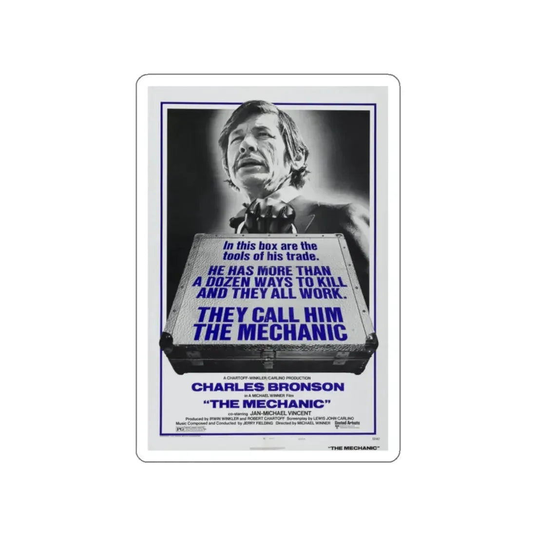 THE MECHANIC 1972 Movie Poster STICKER Vinyl Die-Cut Decal 2 Inch - The Sticker Space