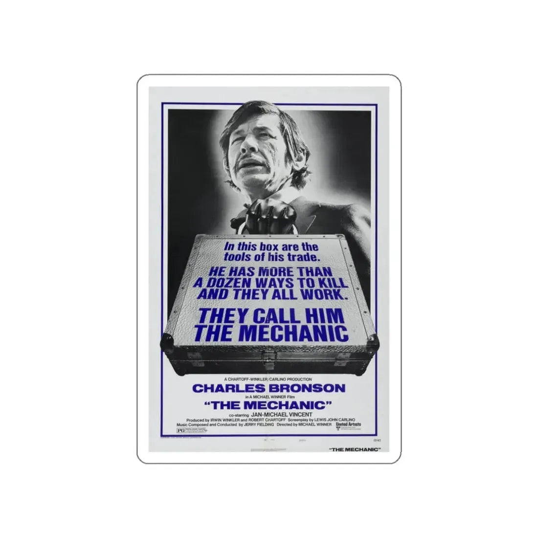 THE MECHANIC 1972 Movie Poster STICKER Vinyl Die-Cut Decal 3 Inch - The Sticker Space