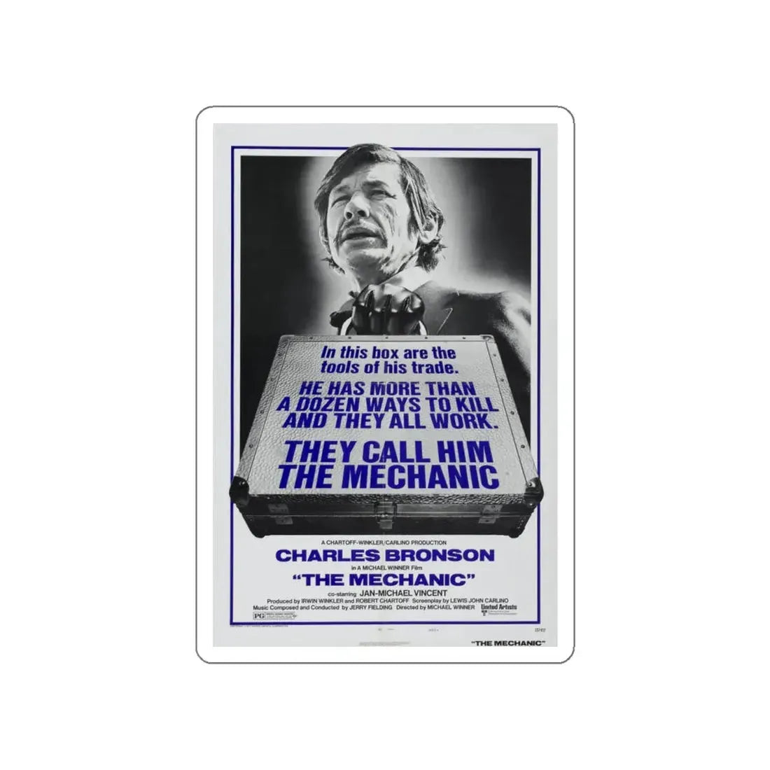 THE MECHANIC 1972 Movie Poster STICKER Vinyl Die-Cut Decal 4 Inch - The Sticker Space