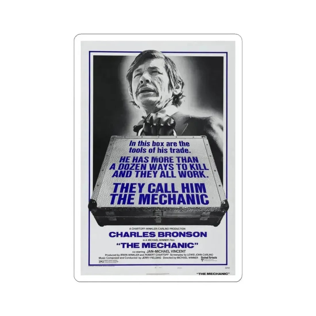 THE MECHANIC 1972 Movie Poster - STICKER Vinyl Kiss-Cut Decal 4 Inch White - The Sticker Space