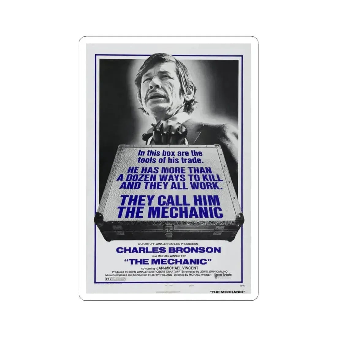 THE MECHANIC 1972 Movie Poster - STICKER Vinyl Kiss-Cut Decal 6 Inch White - The Sticker Space