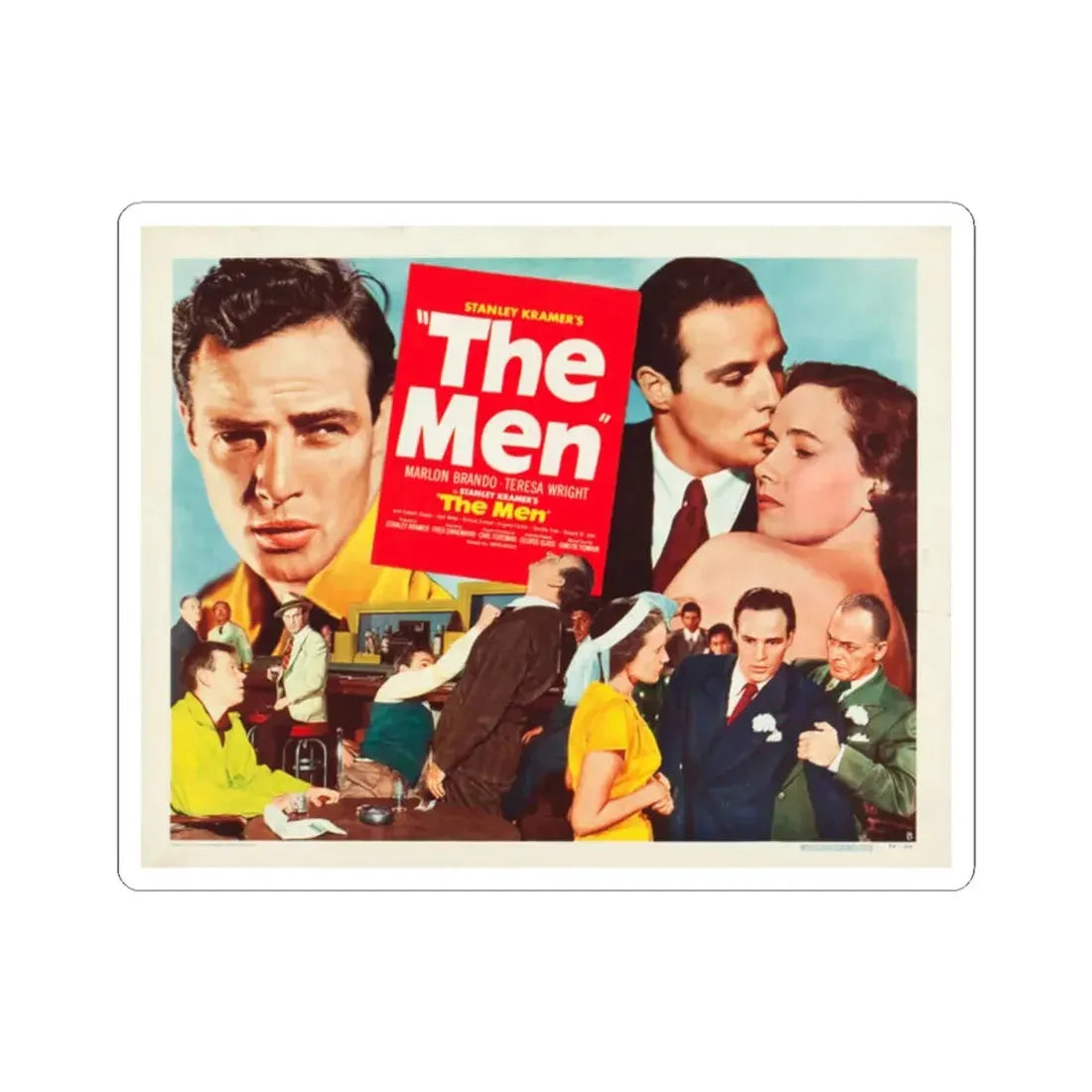 The Men 1950 v2 Movie Poster - STICKER Vinyl Kiss-Cut Decal 2 Inch White - The Sticker Space
