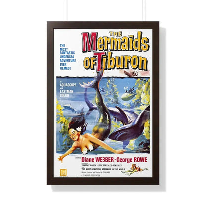 THE MERMAIDS OF TIBURON 1962 - Framed Movie Poster 20" x 30" Walnut - The Sticker Space