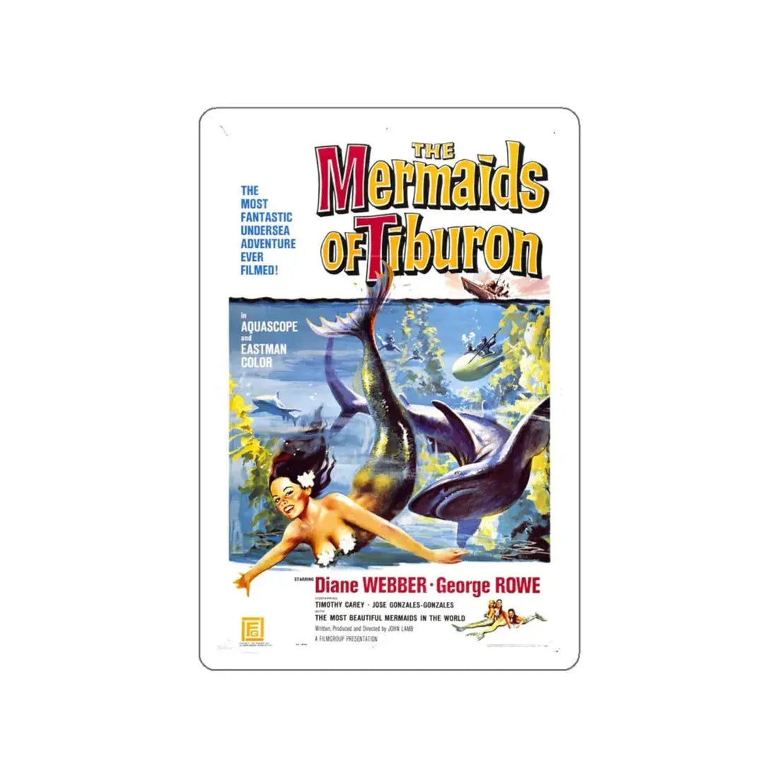 THE MERMAIDS OF TIBURON 1962 Movie Poster STICKER Vinyl Die-Cut Decal 4 Inch - The Sticker Space