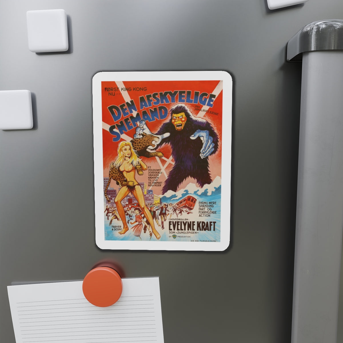 THE MIGHTY PEKING MAN (DANISH) 1977 Movie Poster - Refrigerator Magnet-The Sticker Space