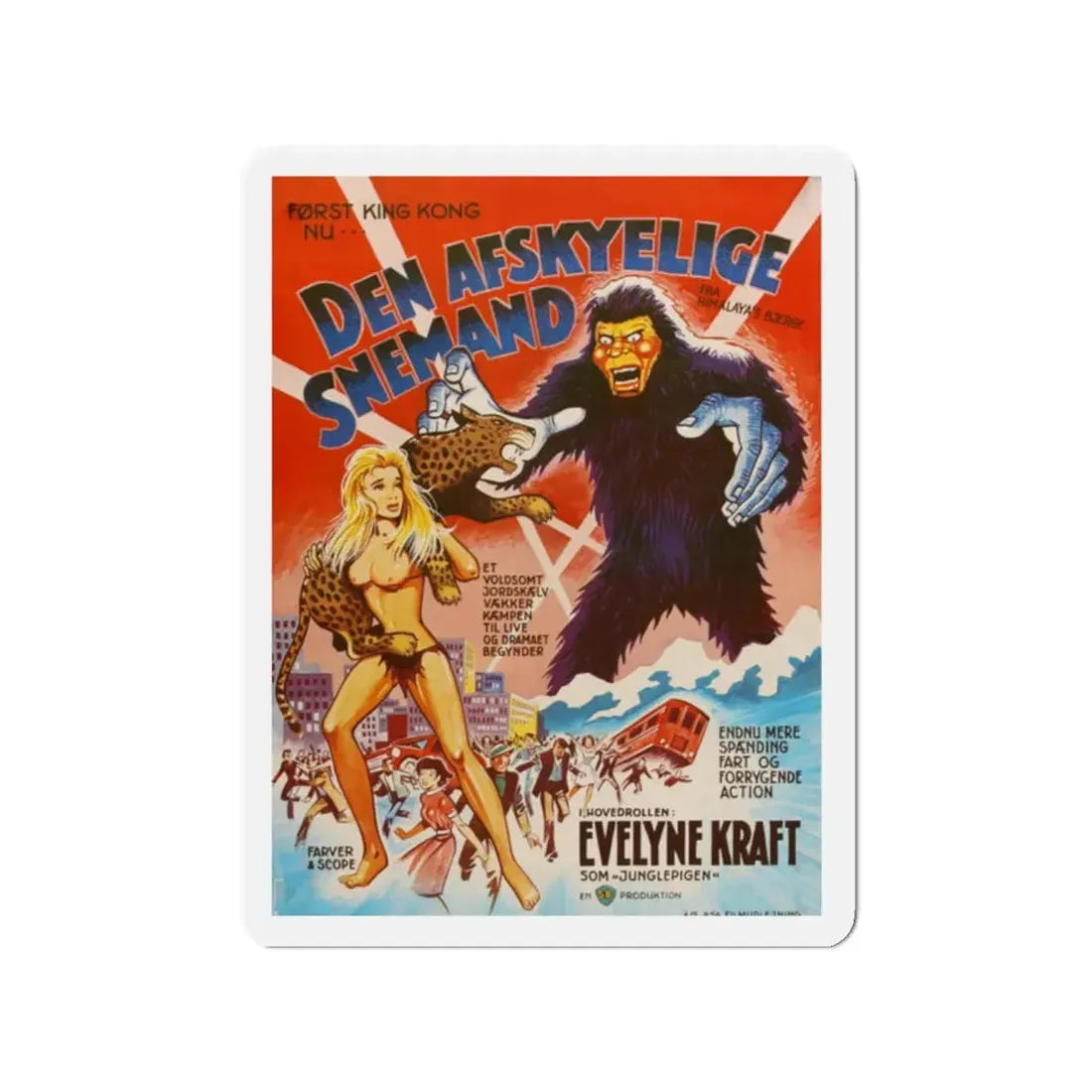 THE MIGHTY PEKING MAN (DANISH) 1977 Movie Poster - Refrigerator Magnet 2 Inch Die-Cut - The Sticker Space