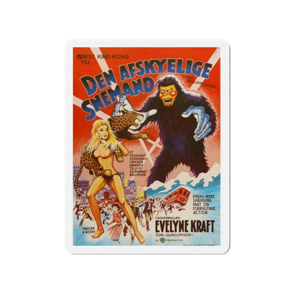 THE MIGHTY PEKING MAN (DANISH) 1977 Movie Poster - Refrigerator Magnet 2 Inch Die-Cut - The Sticker Space