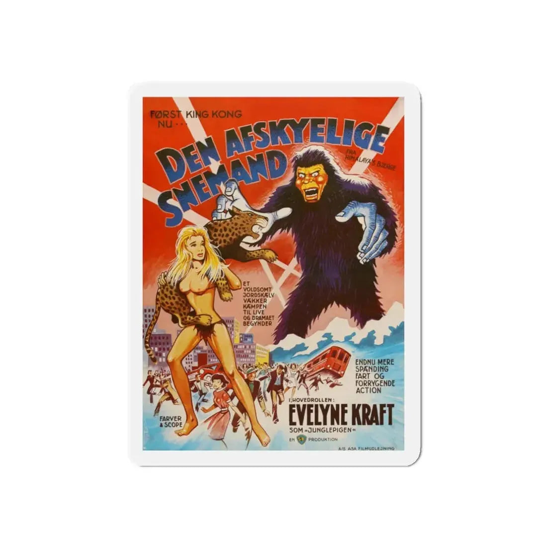 THE MIGHTY PEKING MAN (DANISH) 1977 Movie Poster - Refrigerator Magnet 3 Inch Die-Cut - The Sticker Space