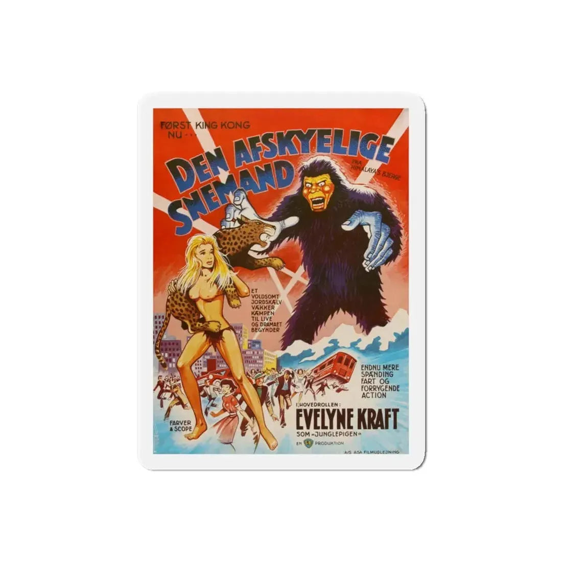 THE MIGHTY PEKING MAN (DANISH) 1977 Movie Poster - Refrigerator Magnet 6 Inch Die-Cut - The Sticker Space