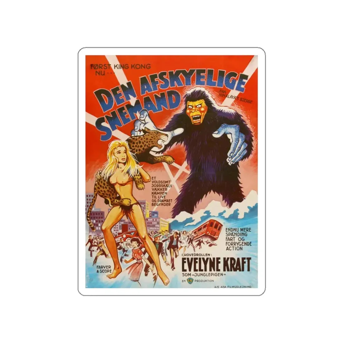 THE MIGHTY PEKING MAN (DANISH) 1977 Movie Poster STICKER Vinyl Die-Cut Decal 3 Inch - The Sticker Space